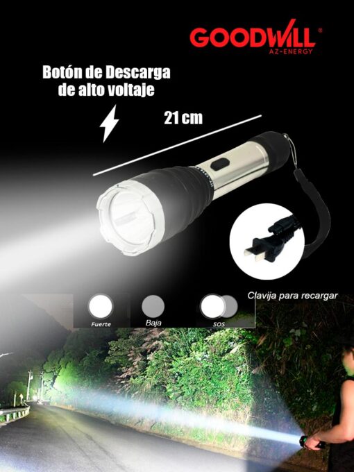 linterna de led tctica recargable con descarga 61038
